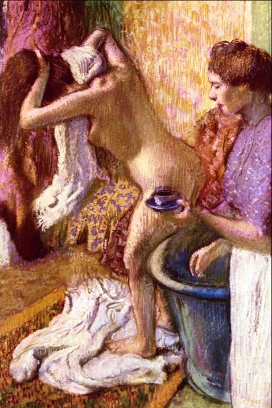 Kobieta myjąca włosy - obraz Degasa
