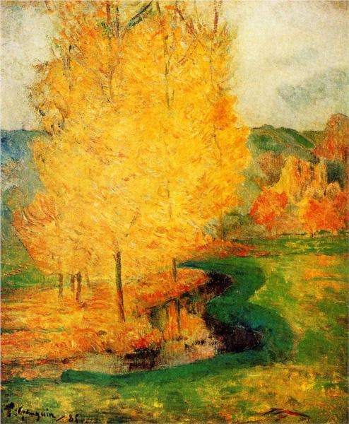 Pejzaż Paula Gauguina - Przy strumieniu, jesień