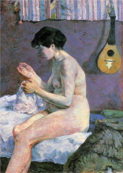 Obraz Gauguina - Szyjąca Suzanne - studium aktu