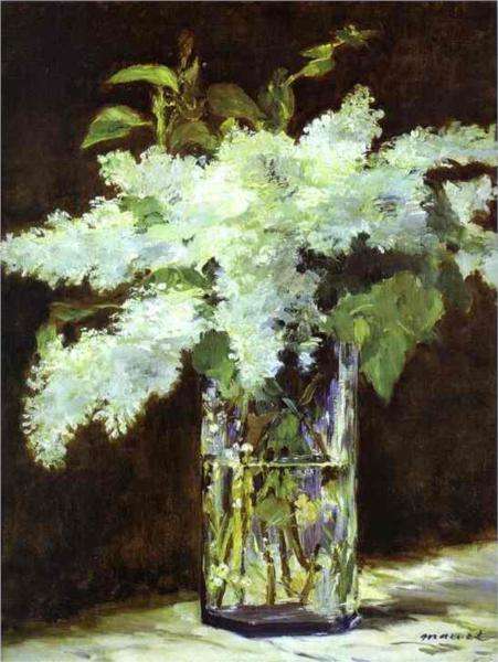 Biały bez w szklanym wazonie - Obraz - Edouard Manet